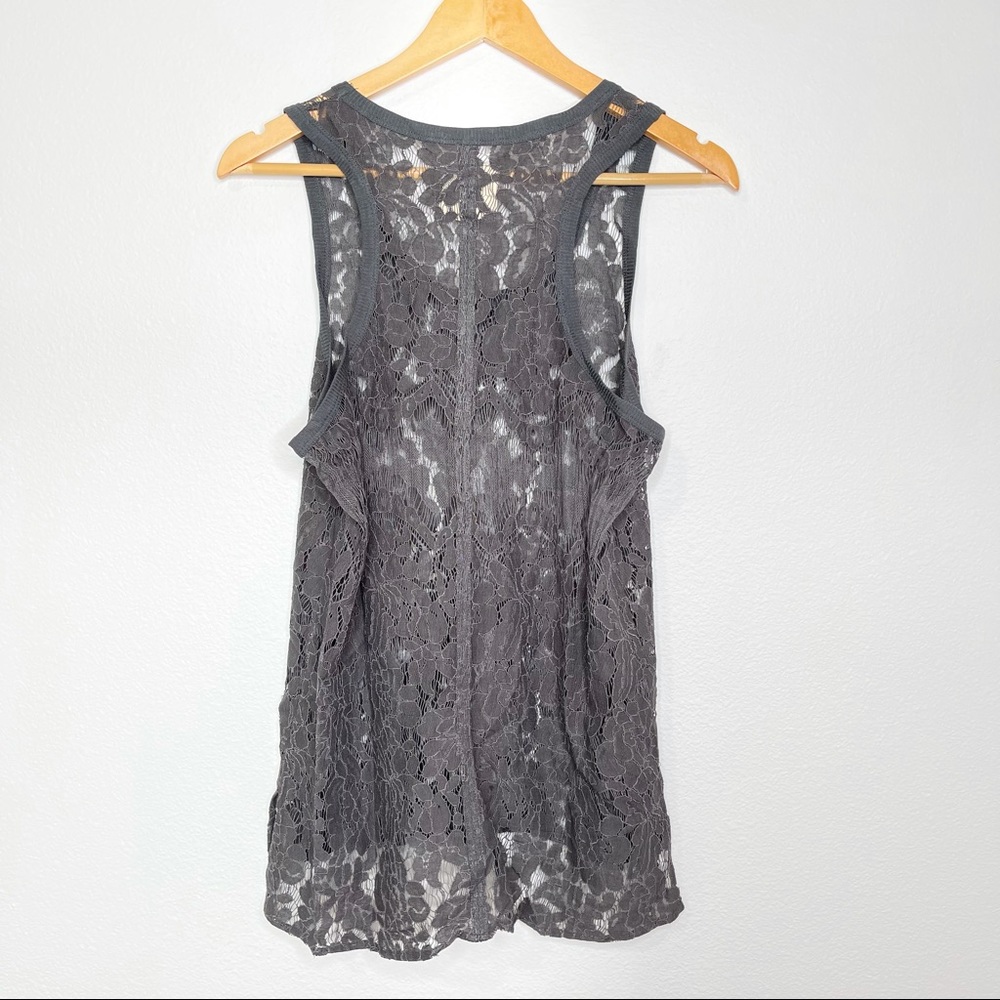 Chaser Gray Lace Racerback Top - Picture 5 of 6